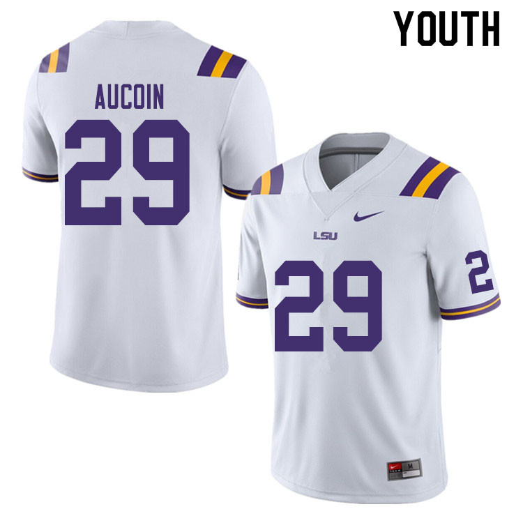 Youth #29 Alex Aucoin LSU Tigers College Football Jerseys Sale-White - Click Image to Close
